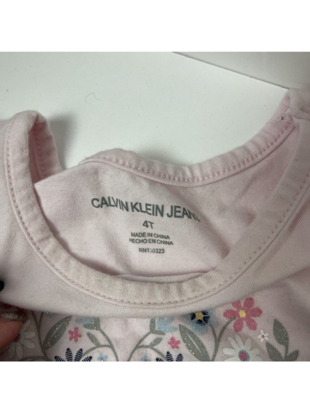 Calvin Klein Girls Size 4T 3-Piece Outfit Pink T-Shirt Blue Shorts Striped Top - Picture 6 of 7